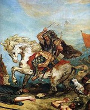 Attila suivi de ses hordes barbares foule aux pieds l’Italie et les Arts, Eugène Delacroix, 1847